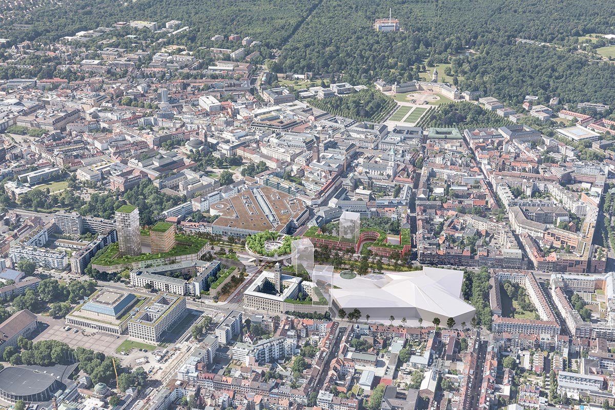 MVRDV unveils masterplan for Ettlinger Tor area which includes a reflective floating garden