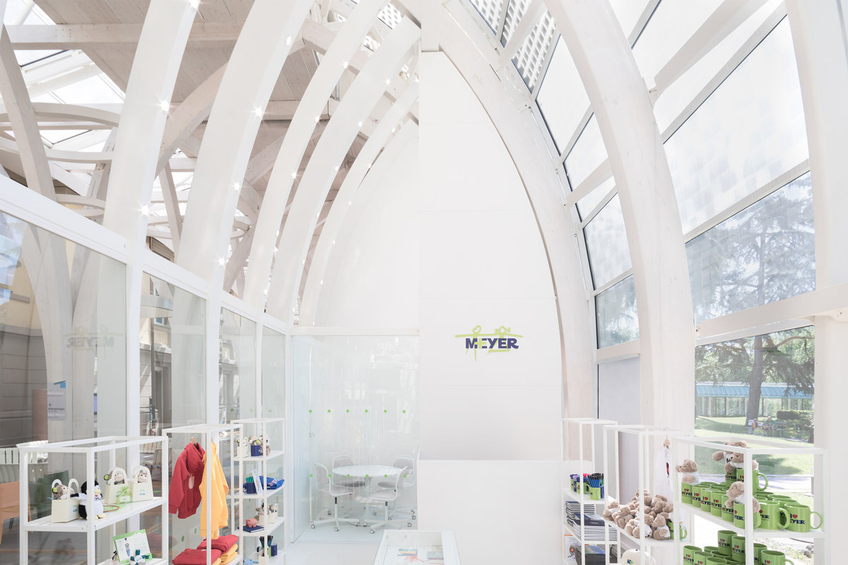 Margine created a tree-like pavilion for Meyer Pediatric Hospital Foundation in Florence