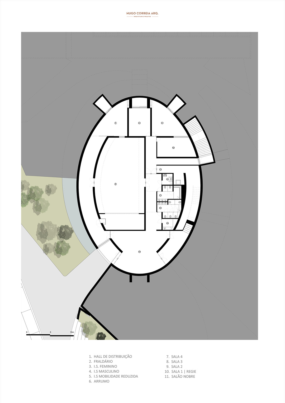 Hugo Correia completes elliptical church featuring sharp concrete lines in Portugal