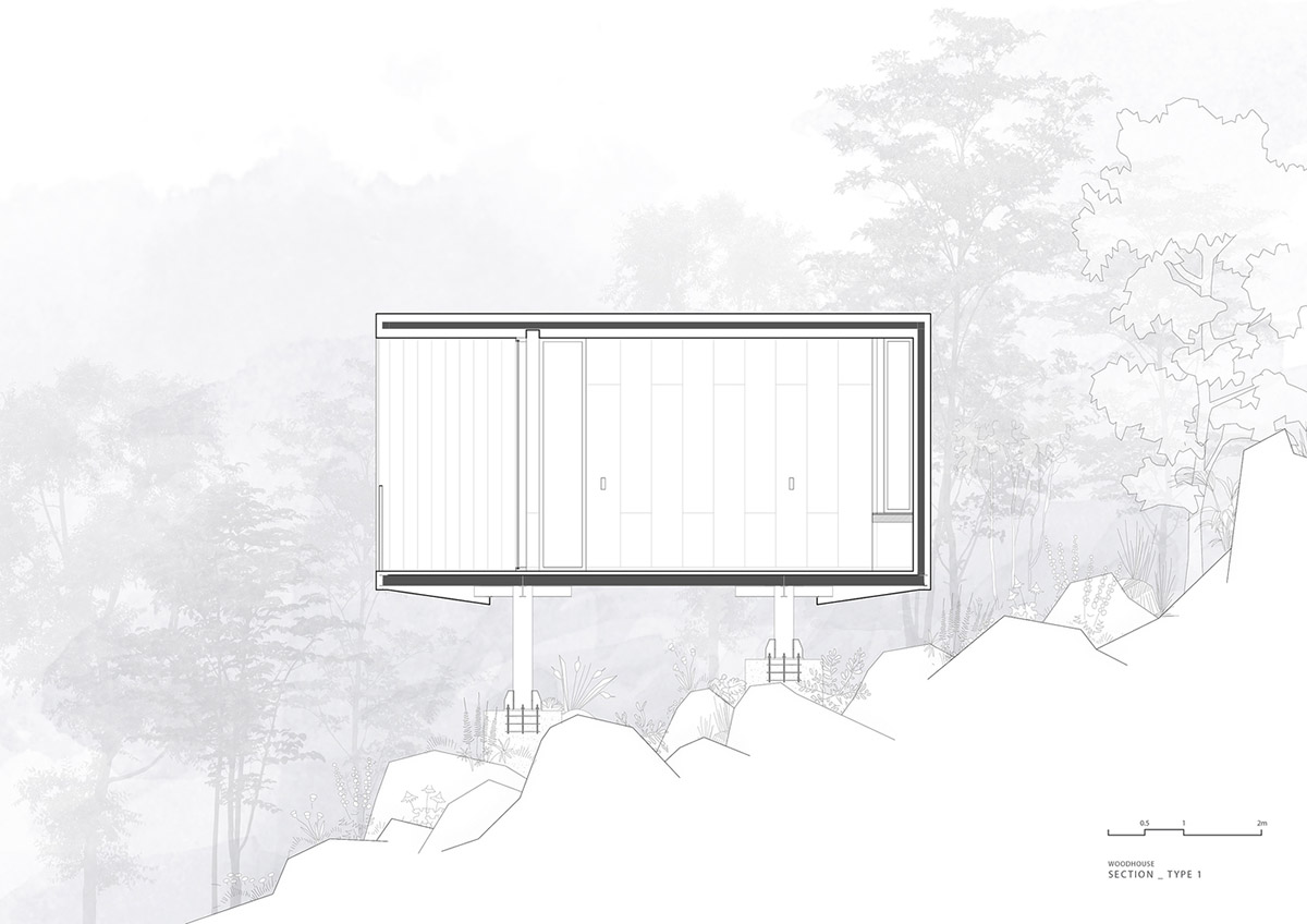 Triangular hotel cabins are scattered in a green village of Guizhou to help agricultural tourism