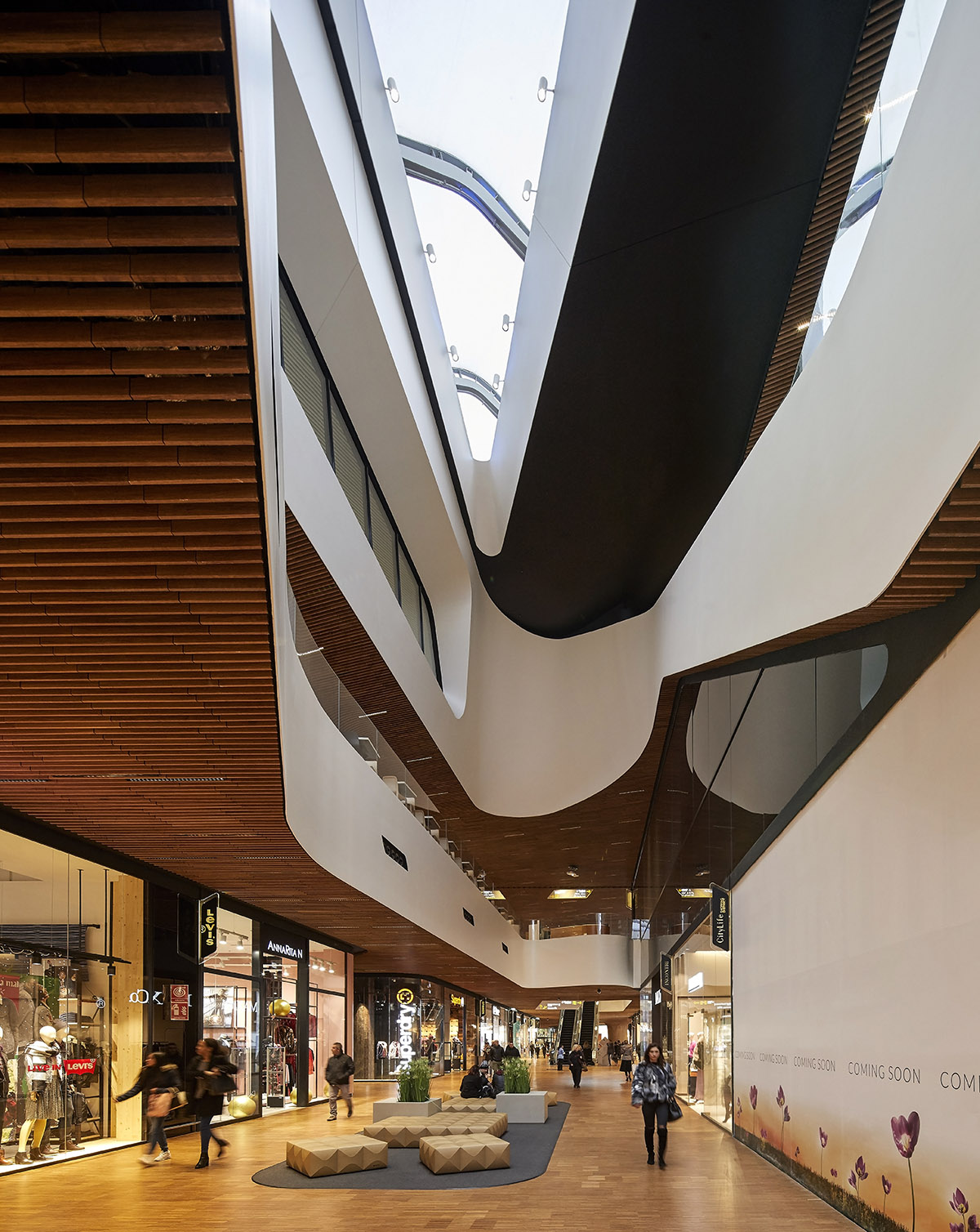 Zaha Hadid Architects' shopping complex made of engineered bamboo creates louvered surfaces