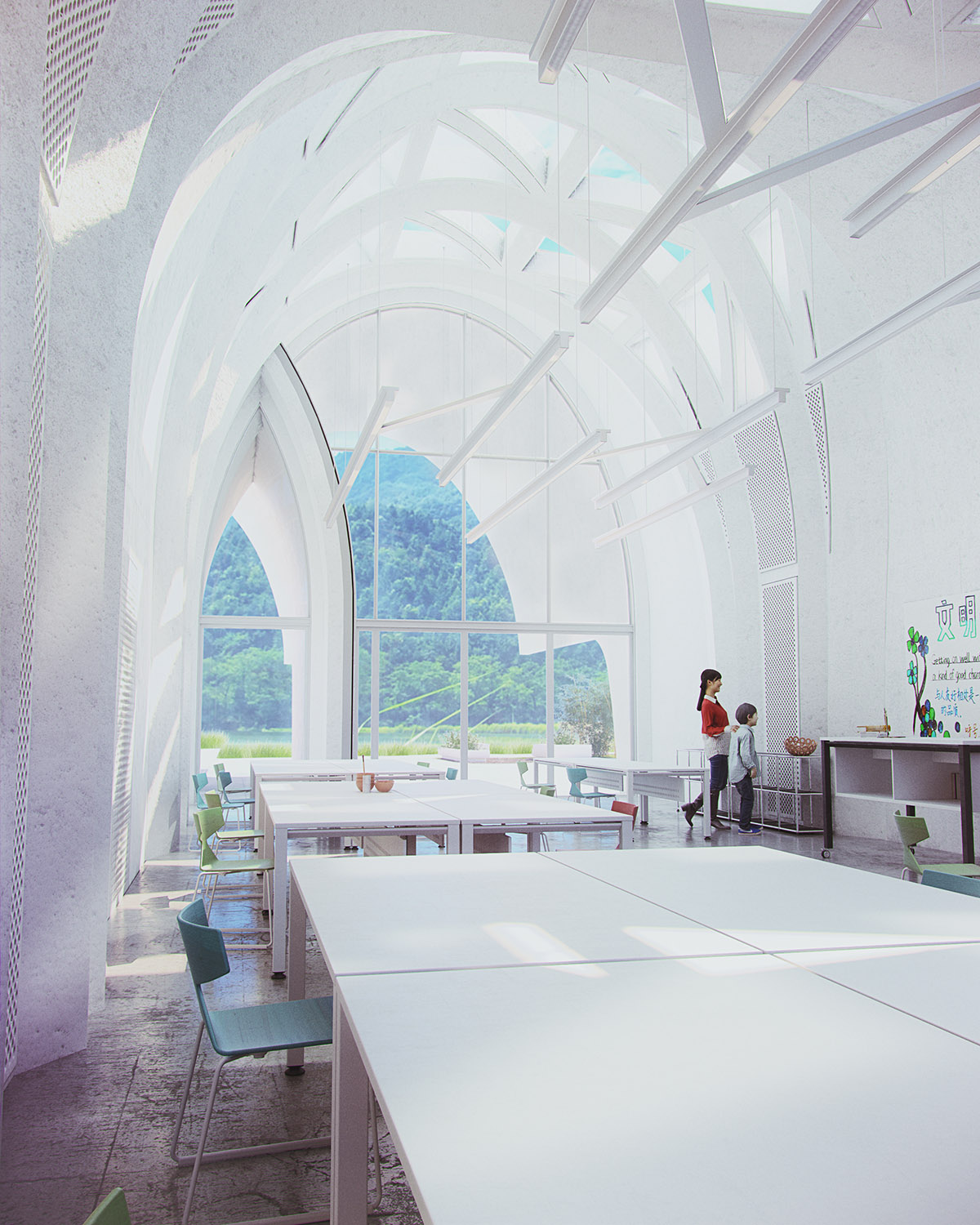 An industrial robot will build Zaha Hadid Architects' barrel-vaulted primary school in Jiangxi