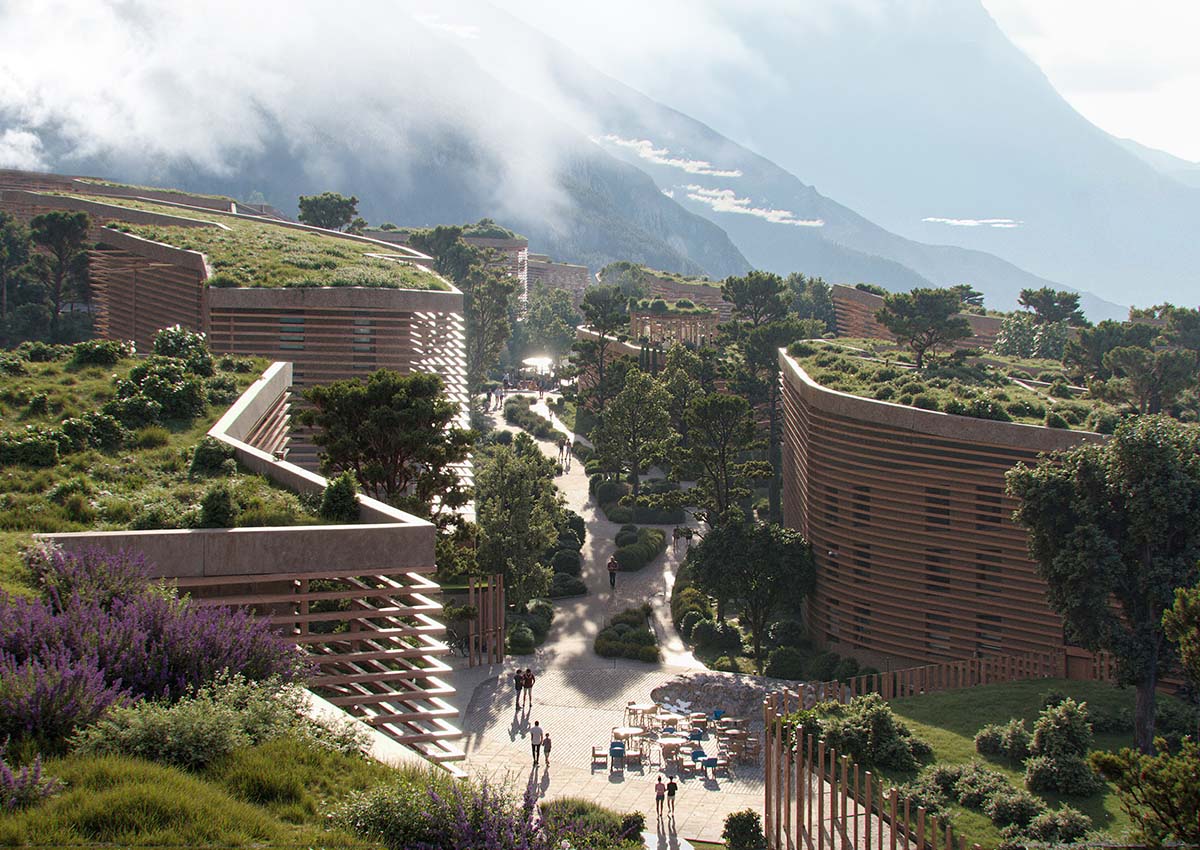 NOA transforms an agricultural area into a new neighborhood in the Dolomites