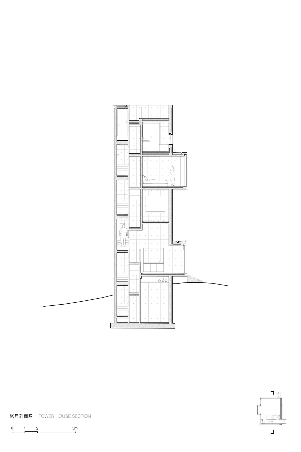 TAO built concrete cafe on a cliff as an extension of the land in China