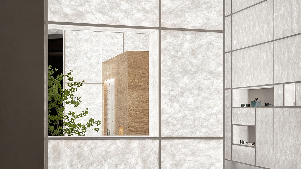 Luminous screen walls create fluid interiors for an optic store designed by Onexn Architects 