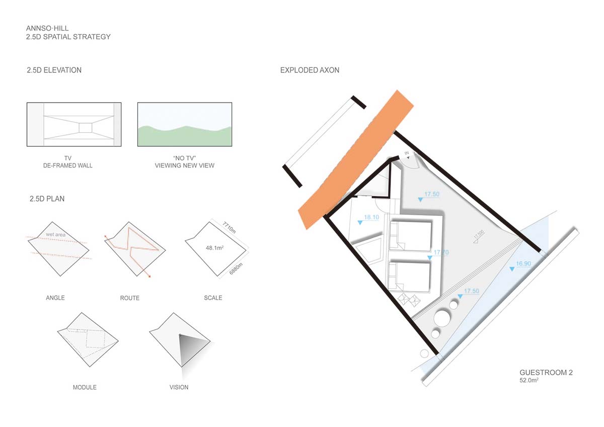 STUDIO QI reinterprets sequence of living conditions with tilted hotel on a hilly plot in China