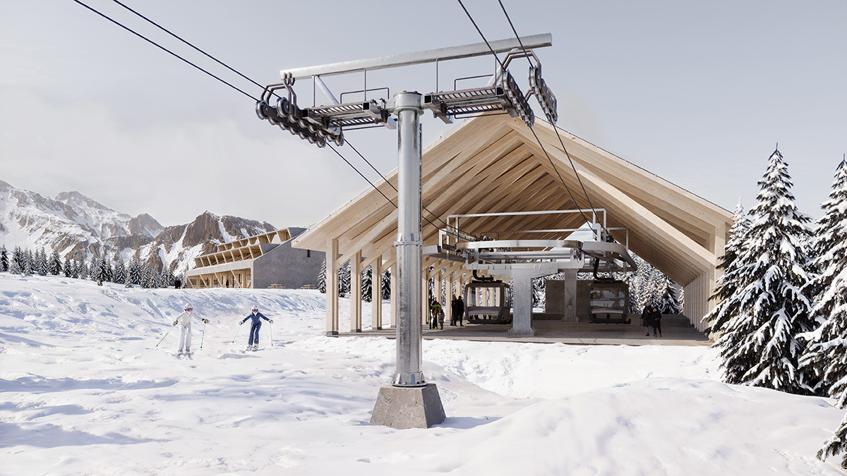 Peter Pichler Architecture crafts mountain mobility with wooden stations and a hut in the Alps