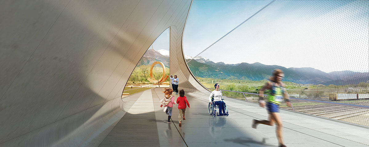 Diller Scofidio + Renfro places 550-ton steel pedestrian bridge in Colorado Springs
