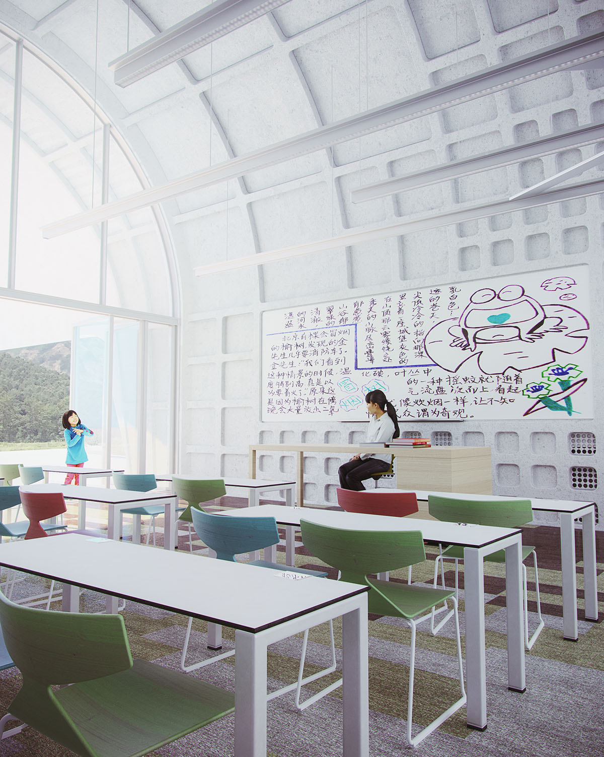 An industrial robot will build Zaha Hadid Architects' barrel-vaulted primary school in Jiangxi