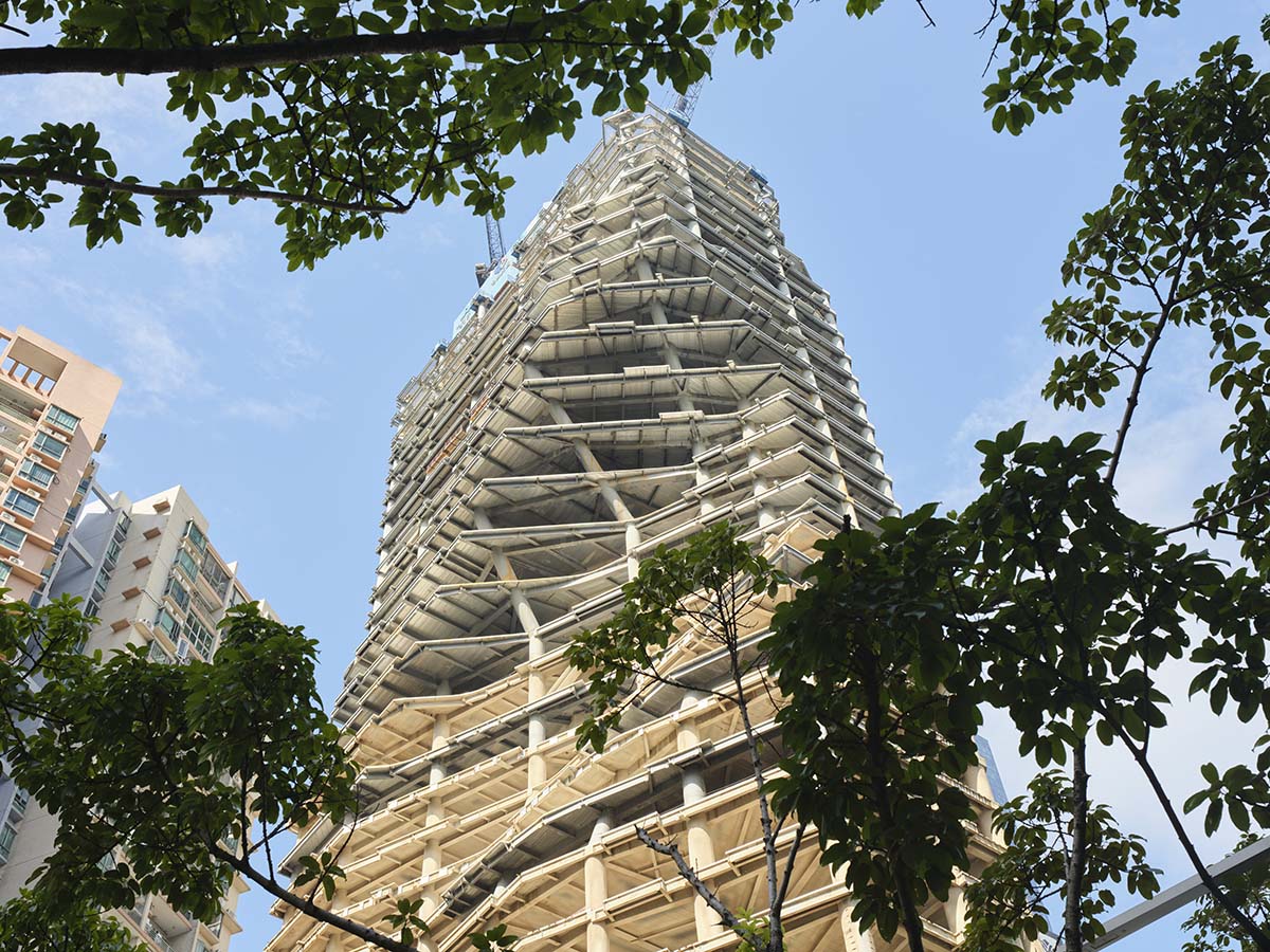 Shenzhen Institute of Financial Technology by ZHA tops out with a sculptural façade in Shenzhen