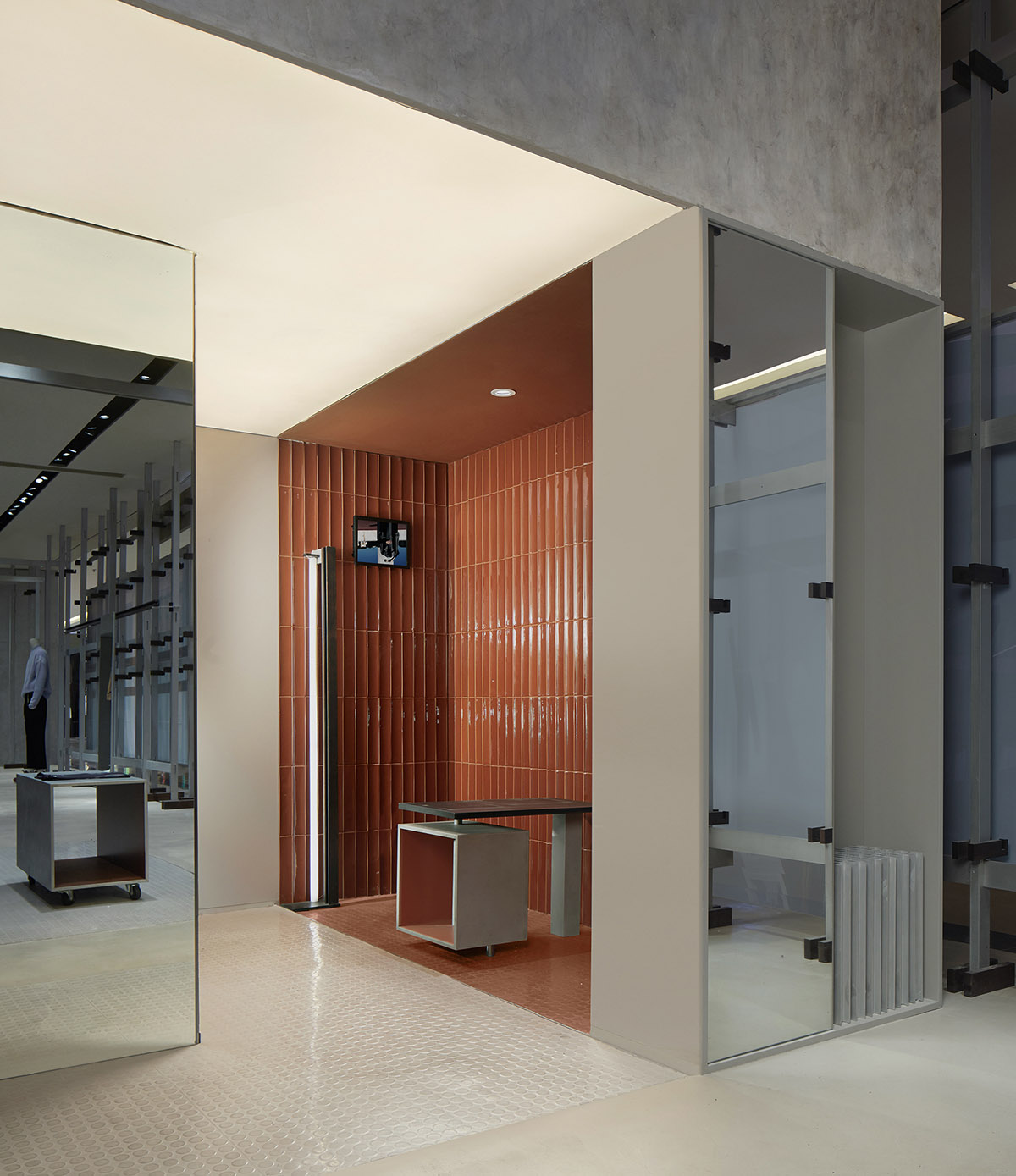 So Studio combines grey-colored palette with glazed orange handmade bricks for SAMO store in China