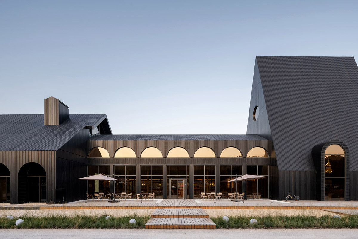 Hospitality Center is an ensemble of different black wooden buildings in Russian Lipetsk region