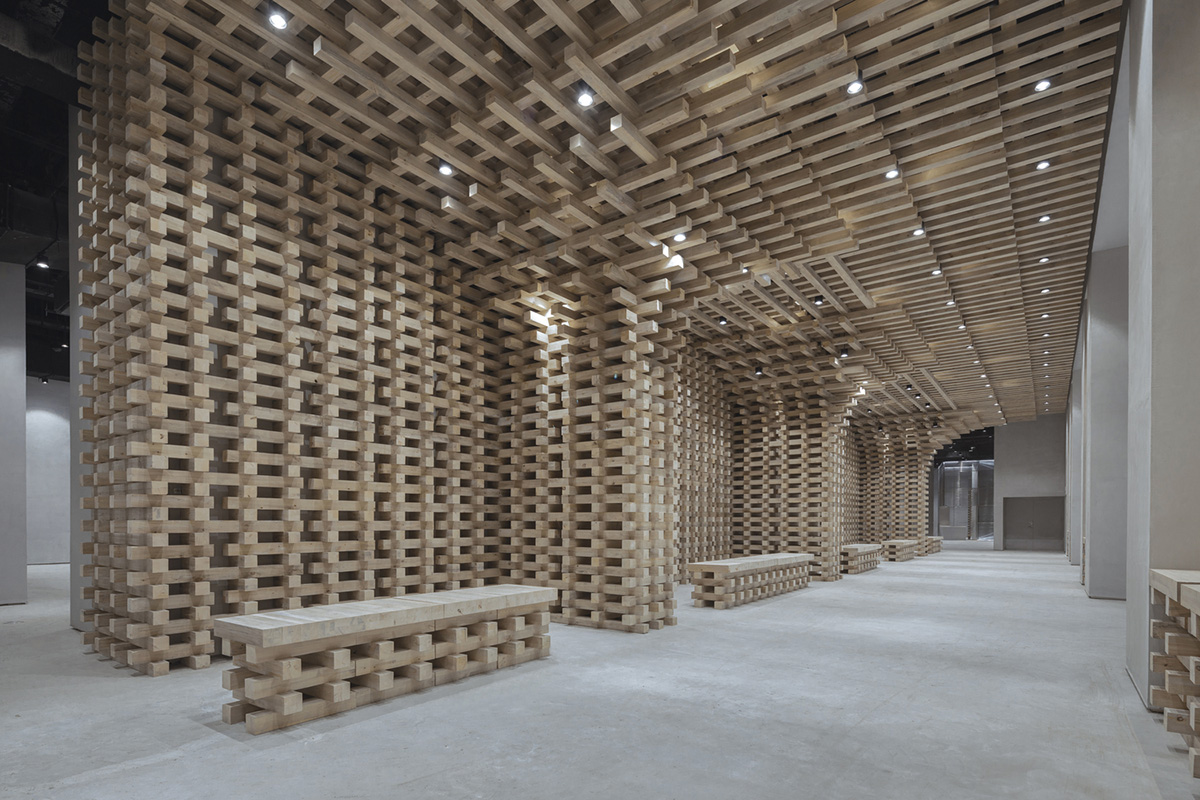 BANDe Architects combines greyscale interior with gridded wooden structures for GreenMonster Lab