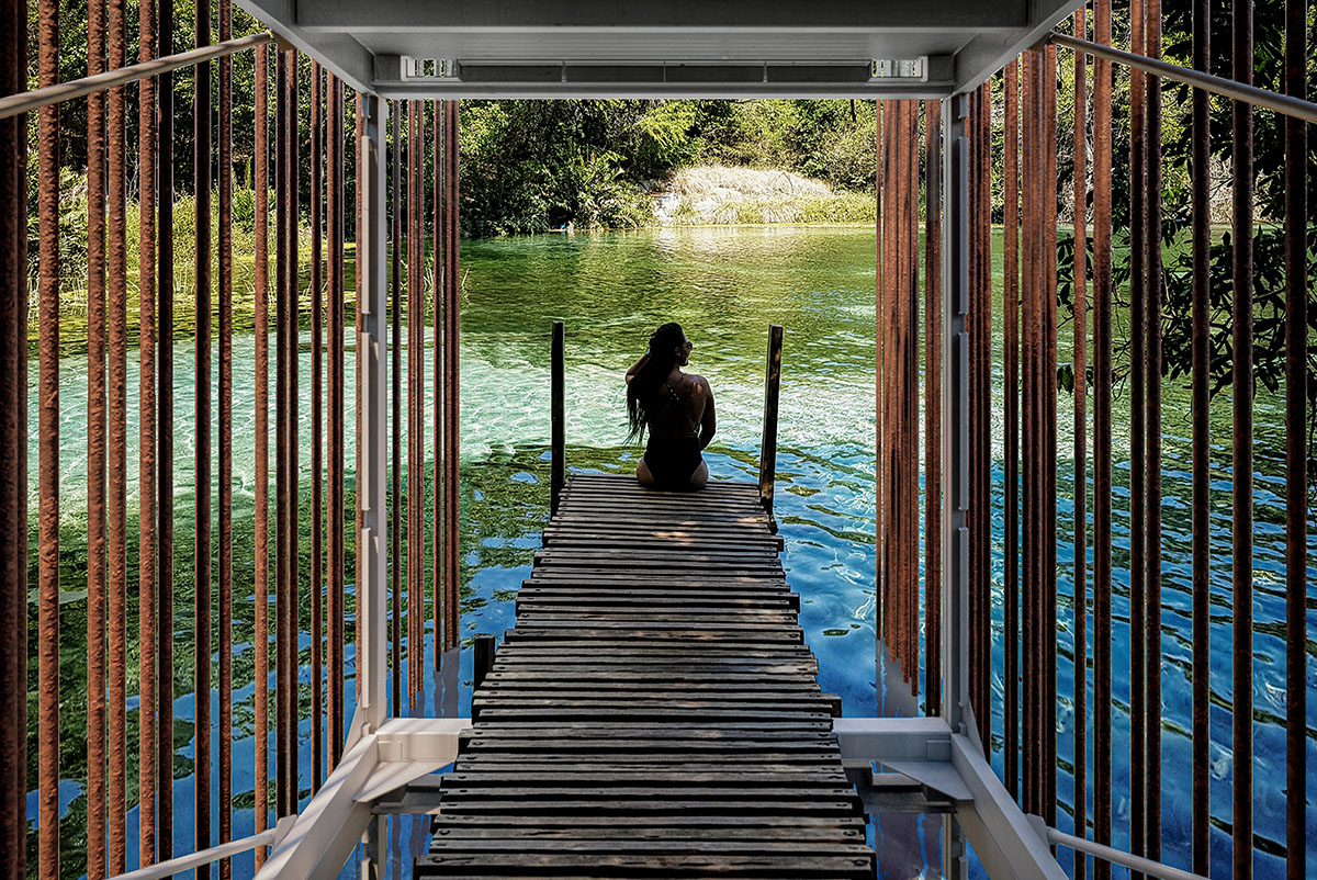 Tetro Arquitetura wraps tropical house with stell rebars to soften sunlight in a lush nature of Bahia