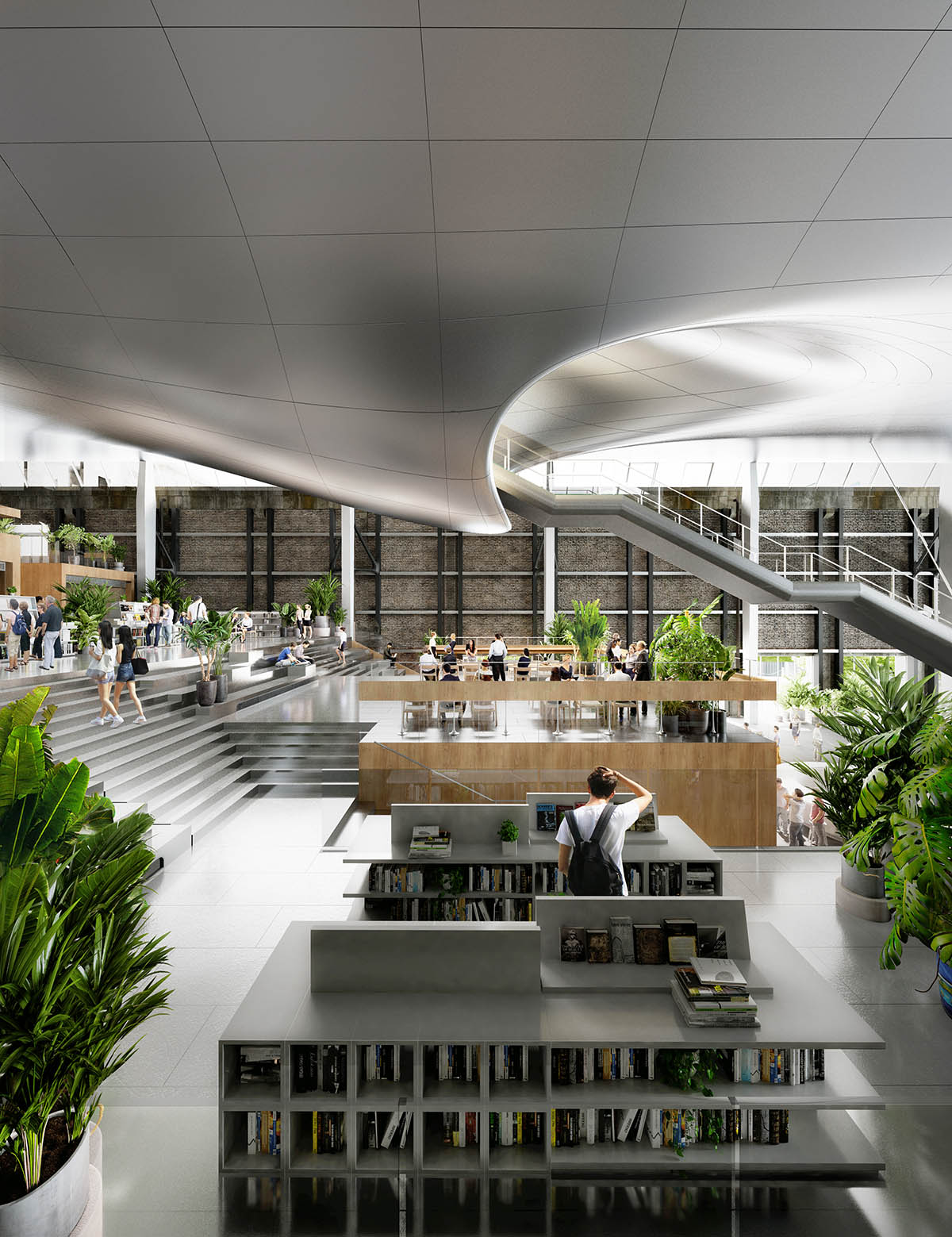 MAD unveils design to extend old cement factory warehouse with spaceship-like floating volume