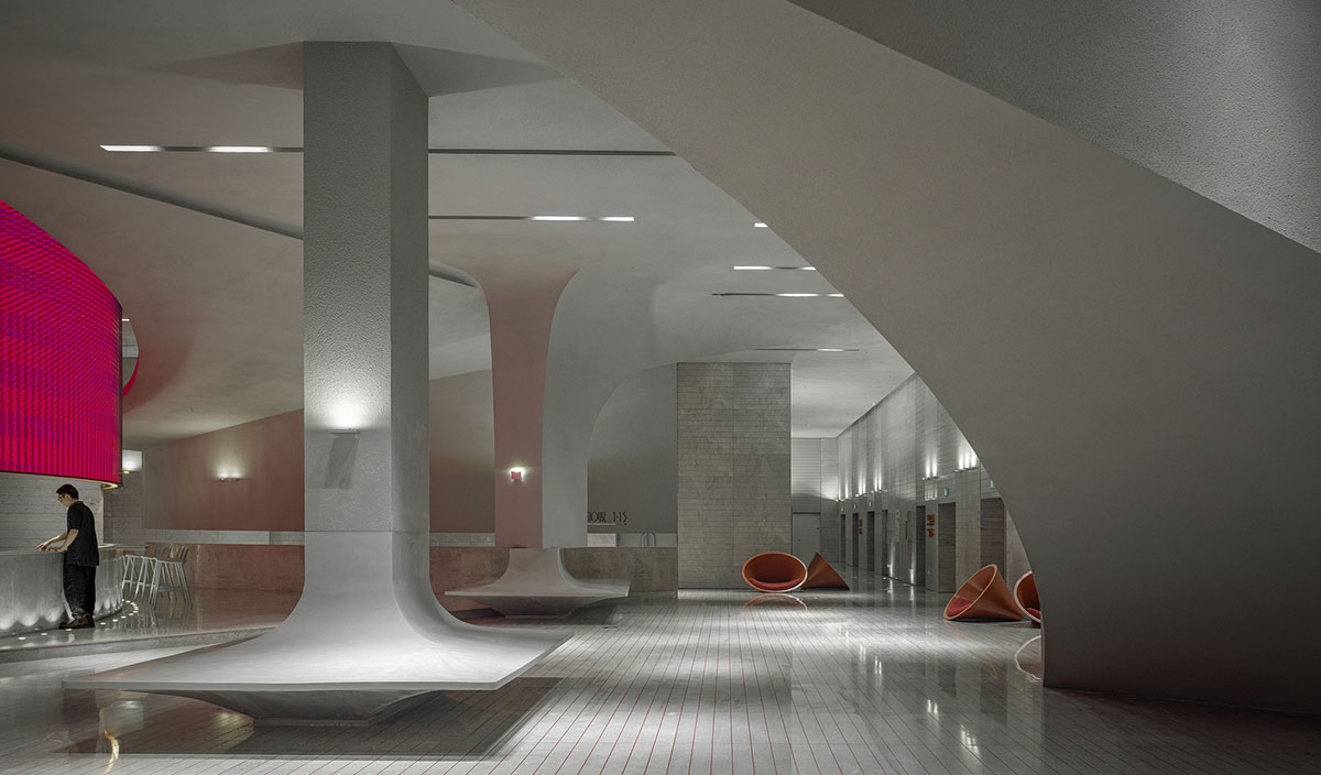 Greyscale interior provides acoustically comfortable space for a cinema by One Plus Partnership