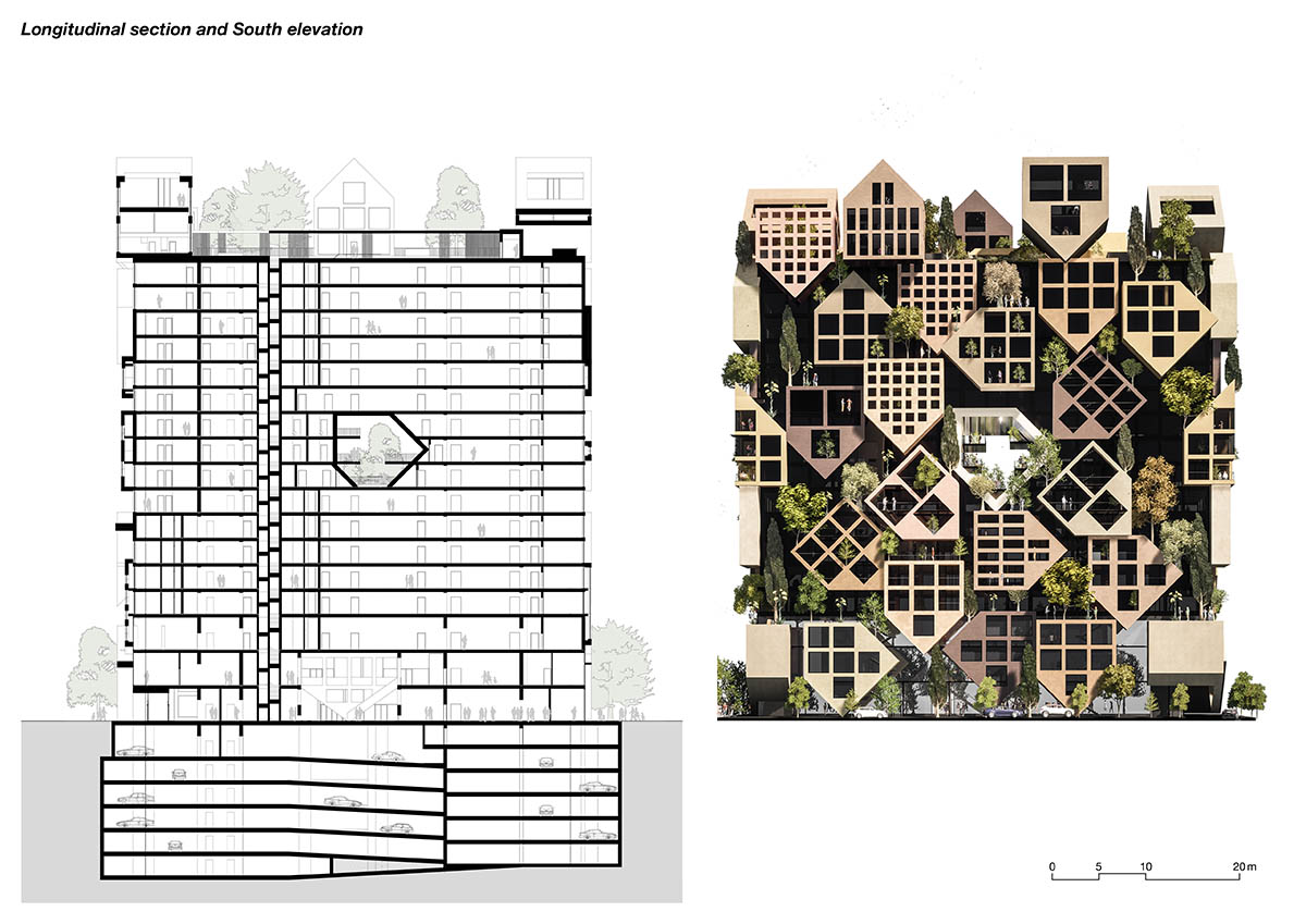 NOA en Atelier4 ontwerpen een nieuwe Tirana-toren met een stapel archetypische dorpshuisstukken 