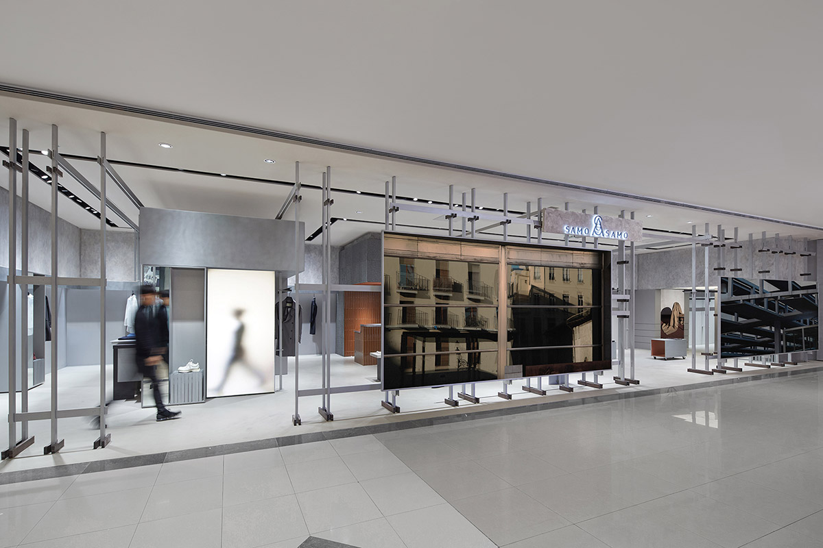 So Studio combines grey-colored palette with glazed orange handmade bricks for SAMO store in China