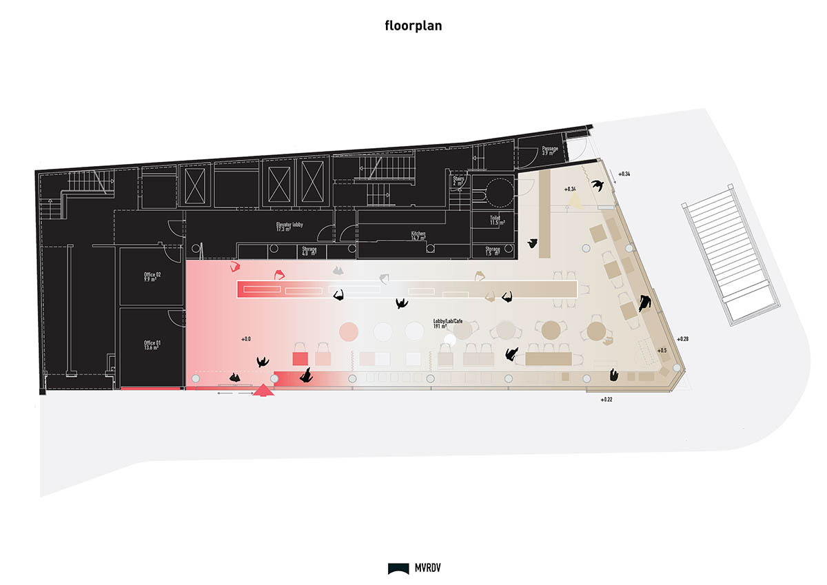 MVRDV adds striking color gradient to Café Camaleon in Berlin that unites three functions