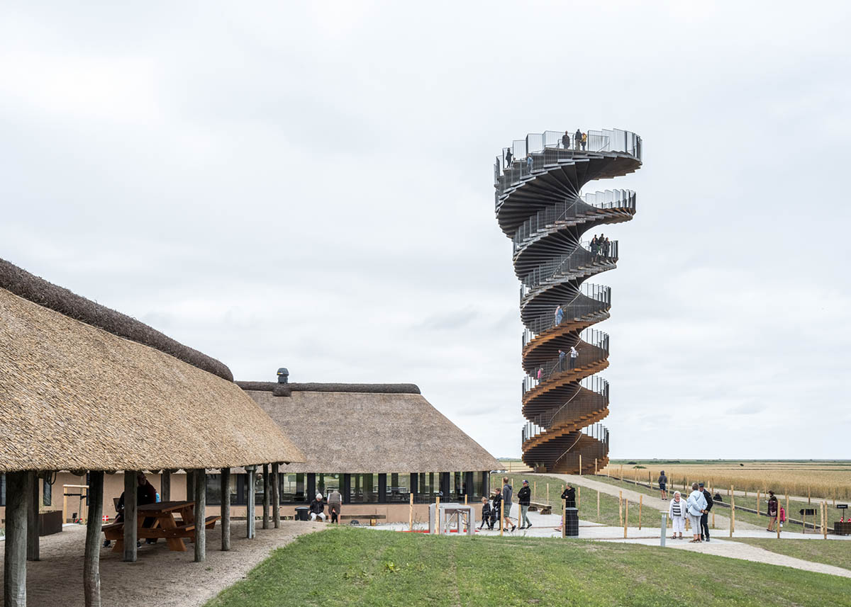 BIG completes corten steel double helix observation tower in Denmark&rsquo;s Wadden Sea National Park