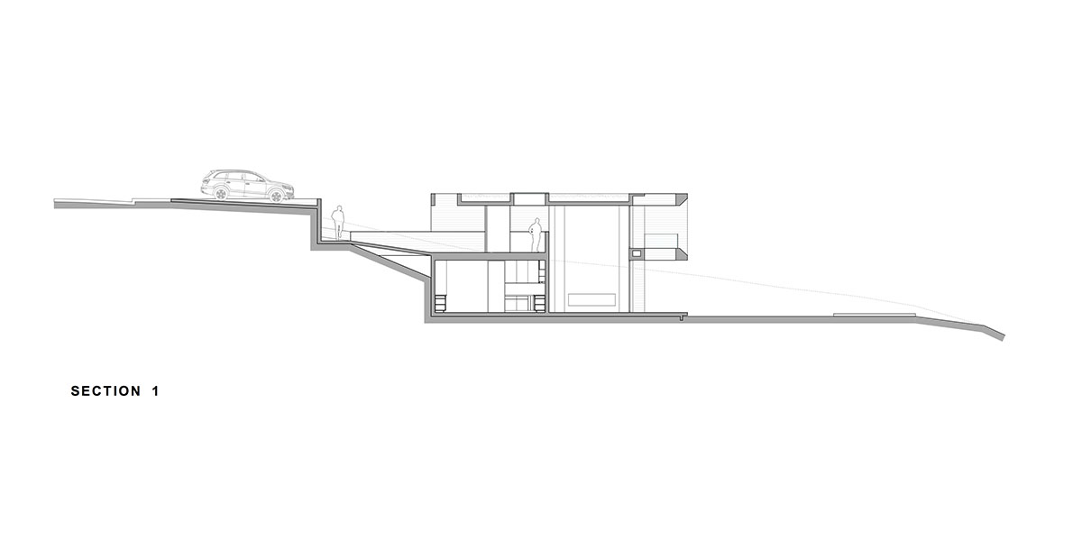 Cristián Romero Valente built this white concrete house on steep slope to give serene view in Chile