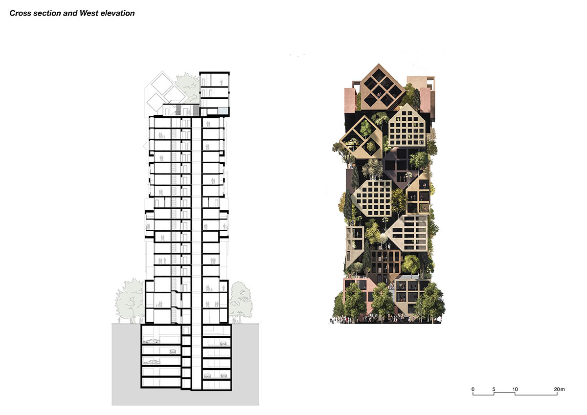 NOA en Atelier4 ontwerpen een nieuwe Tirana-toren met een stapel archetypische dorpshuisstukken 