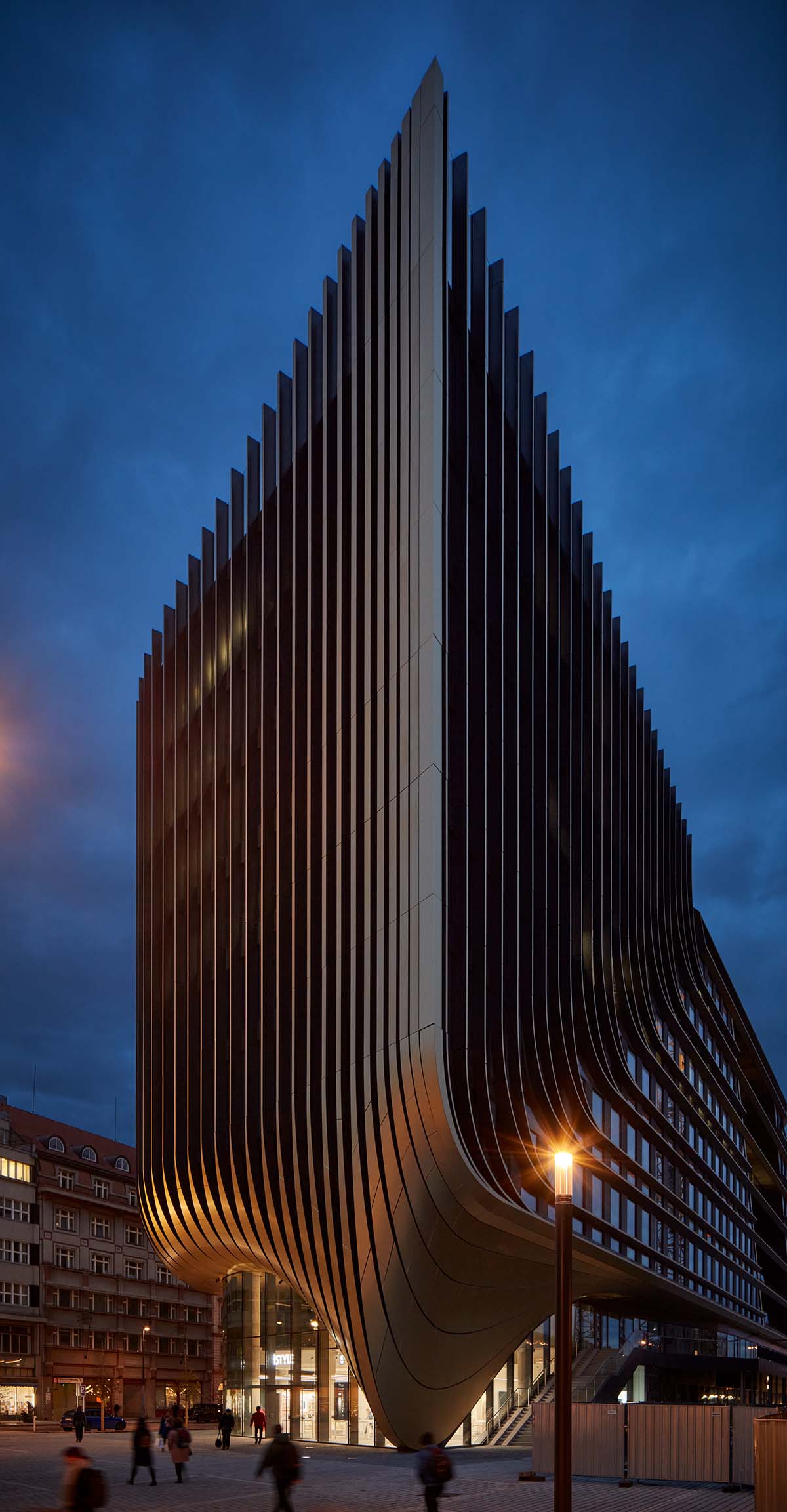 Zaha Hadid Architects completes Masaryčka building with golden vertical fins in Prague