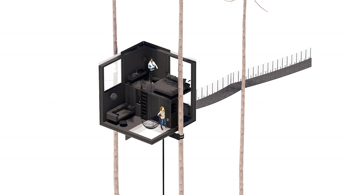 BIG encloses hotel room with 350 birdhouses in Sweden 