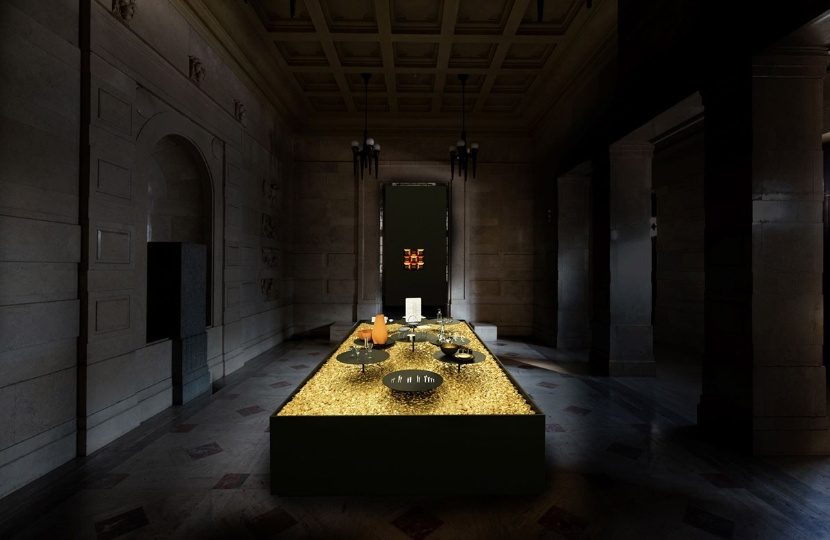 Vasku & Klug transfroms Sala Reale into design pool filled with pink-colored arches and a sea of foam