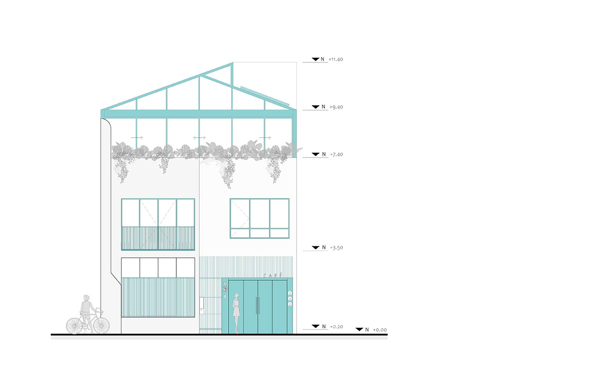 AMASA Estudio renovates 1940s house with green tones and central skylight in Mexico
