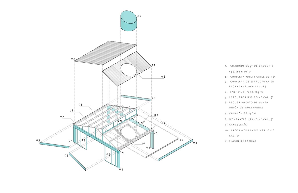 AMASA Estudio renovates 1940s house with green tones and central skylight in Mexico