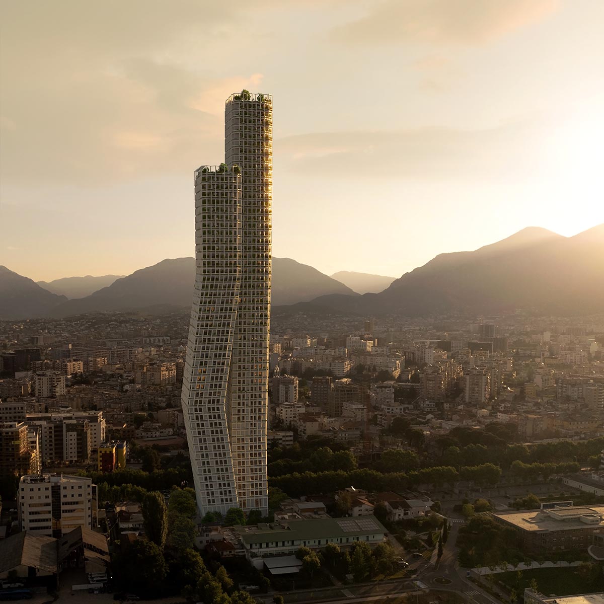 OODA unveils design for dancing Bond Towers for Tirana