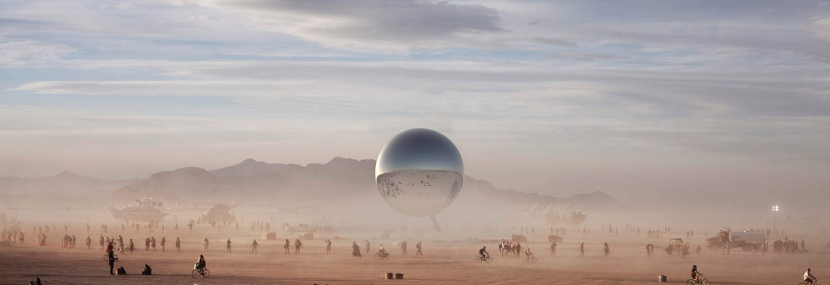 Bjarke Ingels and Jakob Lange launch crowdfunding to install a mirrored sphere at Burning Man