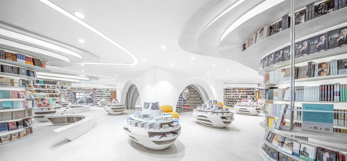 The First Zhongshu Bookstore in Xi'an, China by Wutopia Lab Performs a White Divine Comedy