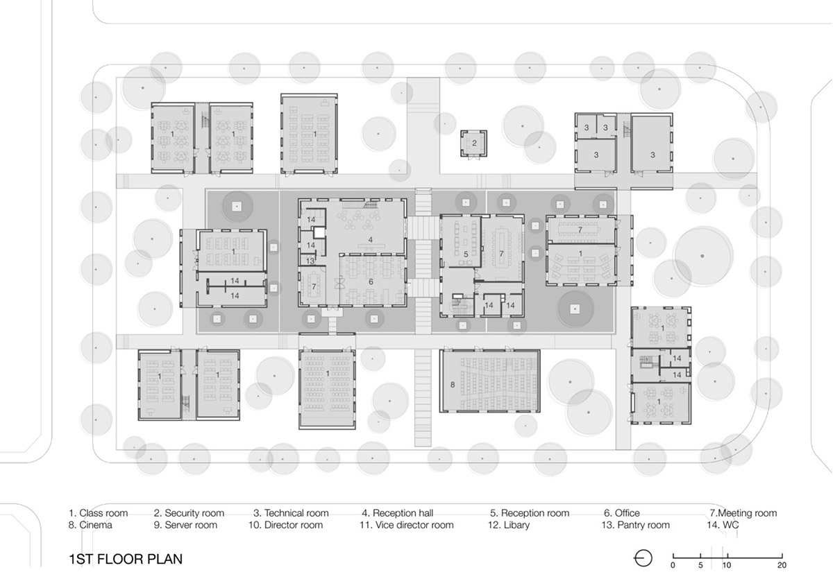 Multi-level circulation paths and gardens activate VTN Architects' Educational Center in Hanoi