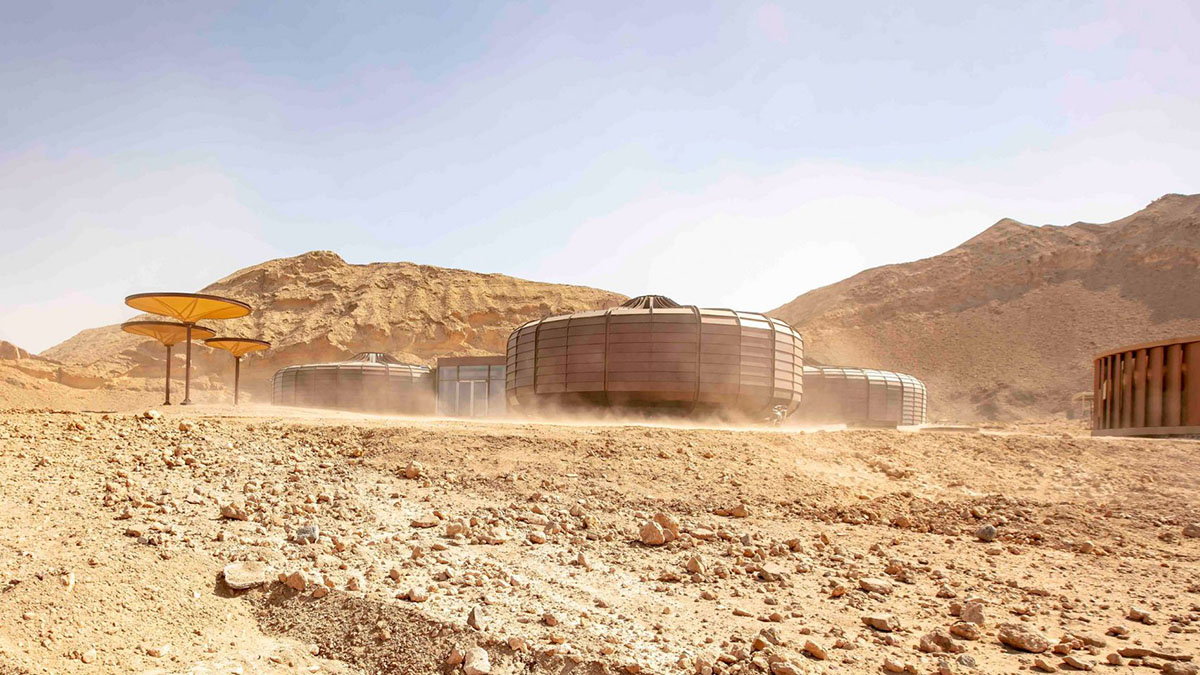 Hopkins Architects built steel pods for interpretive centre inspired by fossilised urchins in Sharjah