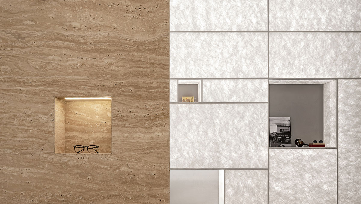 Luminous screen walls create fluid interiors for an optic store designed by Onexn Architects 