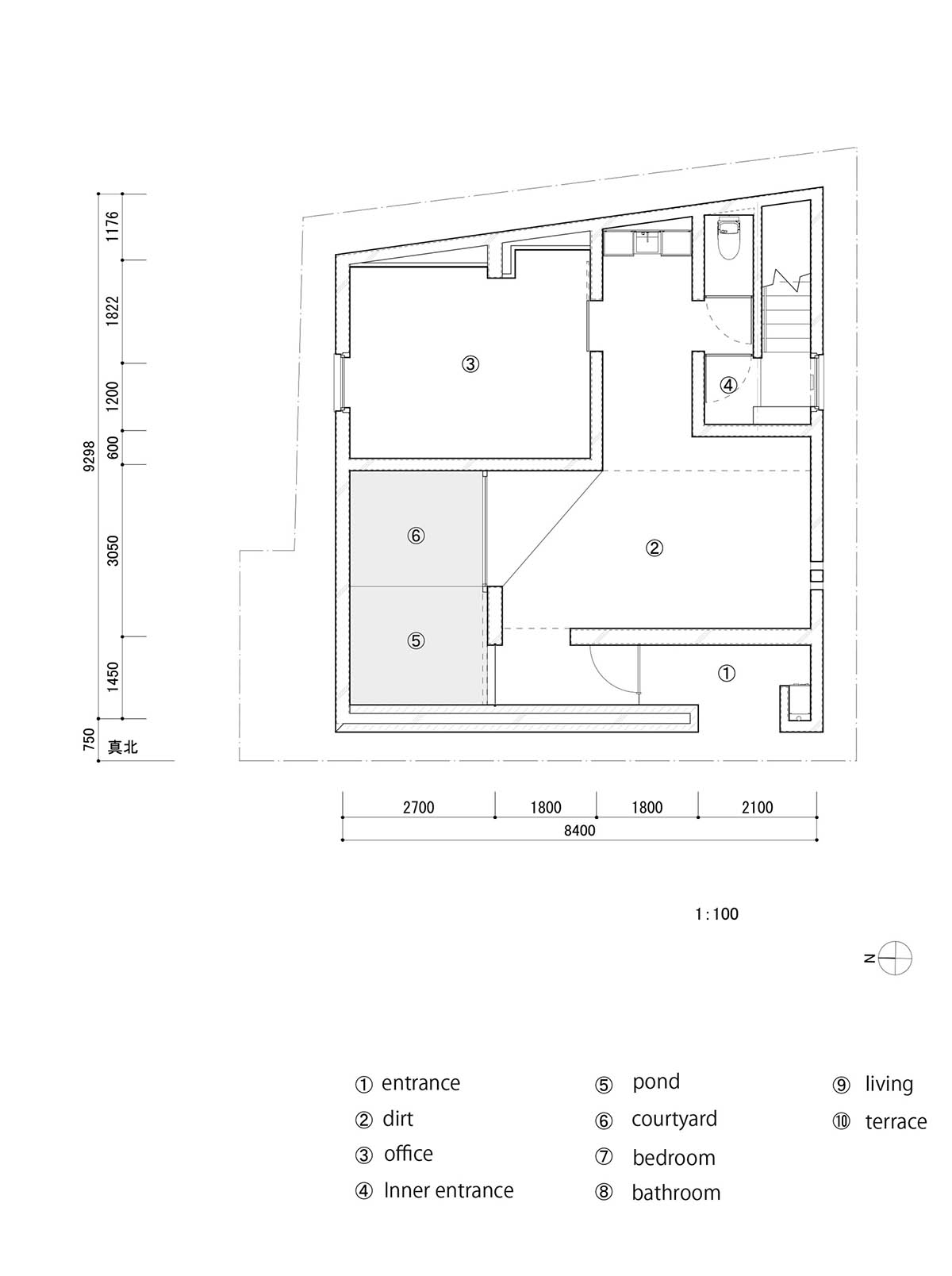 Gosize combines its office and residence on a natural stone base in Japan