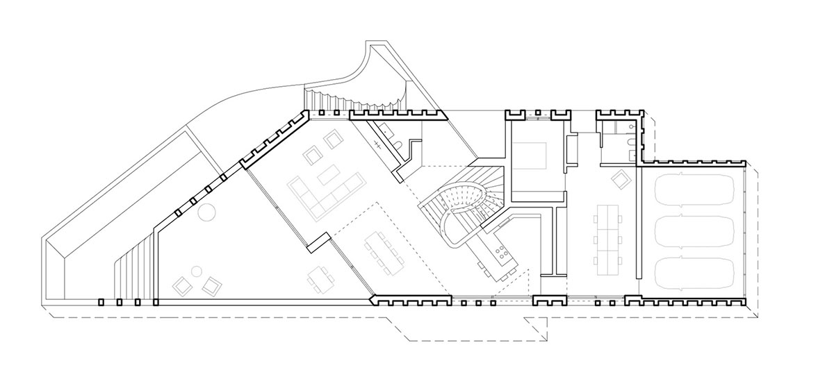 Grey concrete villa by DF_DC is characterised with trapezoidal colonnaded terrace on Comano hills