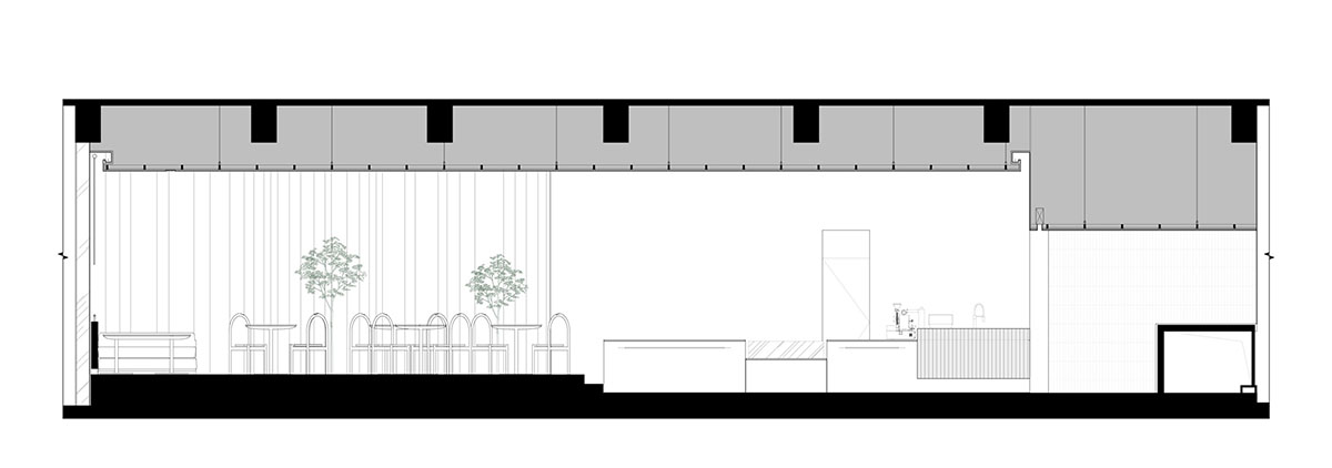 say architects uses curved tiled walls to merge exterior and interior for a patisserie in Hangzhou