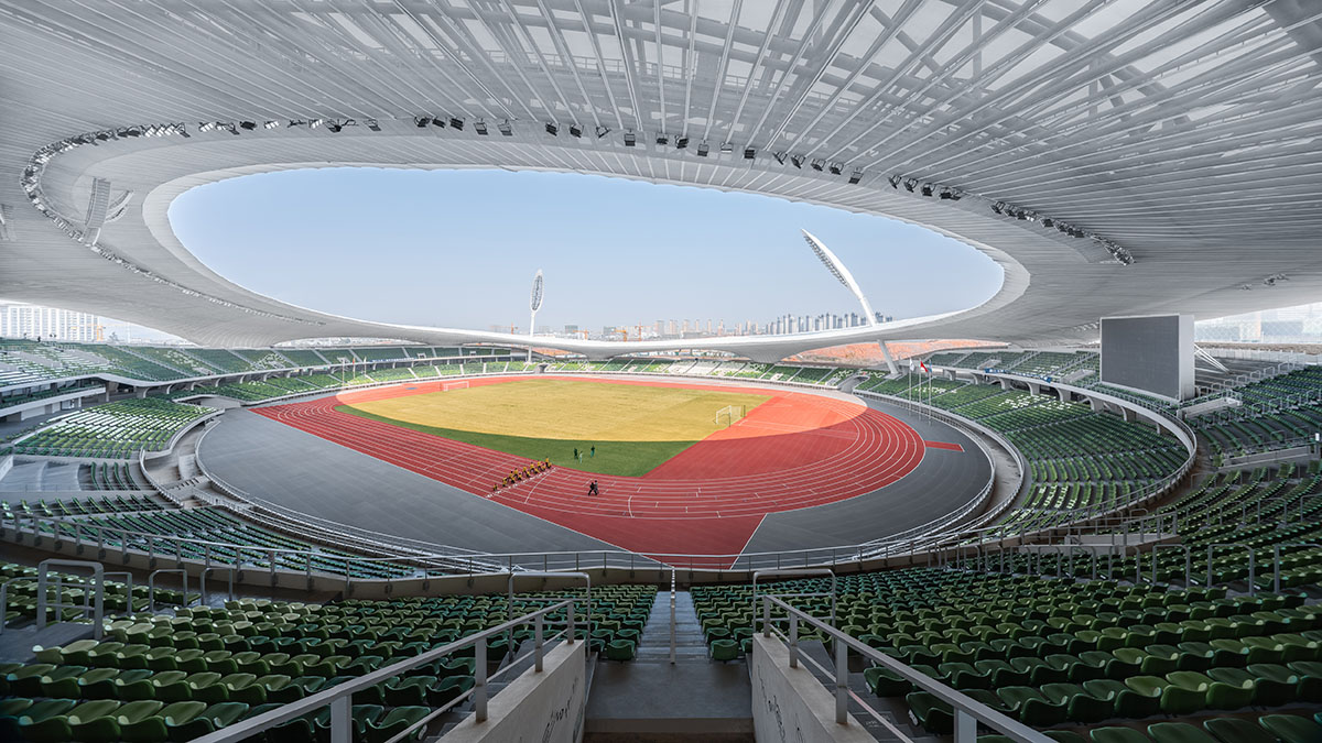 MAD completes the first signature stadium at Quzhou Sports Park crowned by undulating halo-like roof 