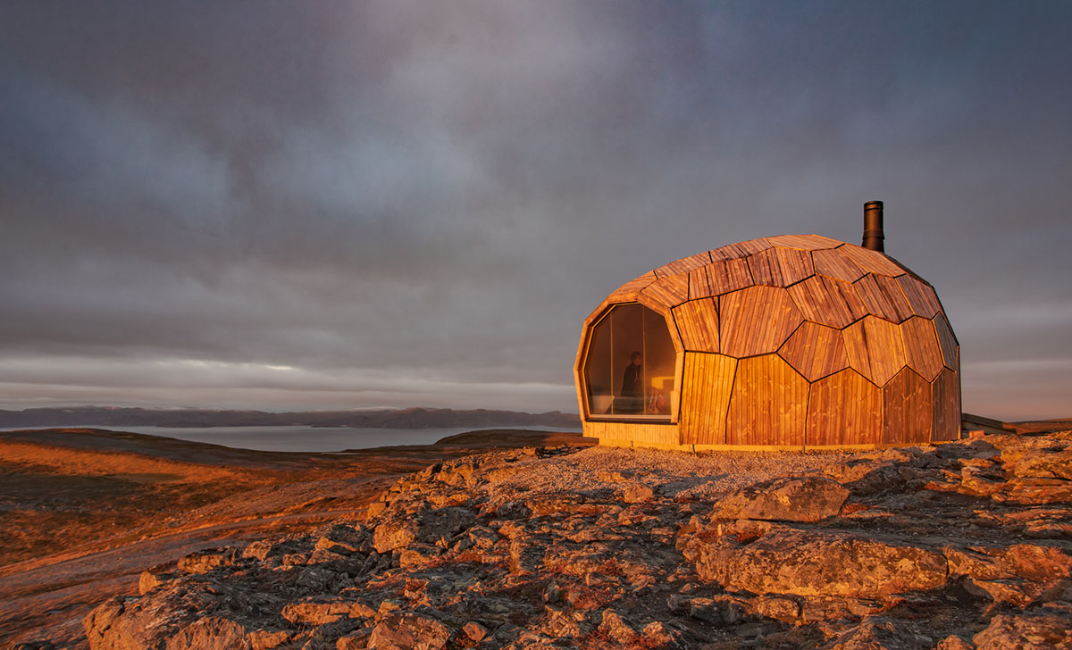 SPINN Architects' rounded cabin can be fitted in any terrain adapting to harsh climate in Norway