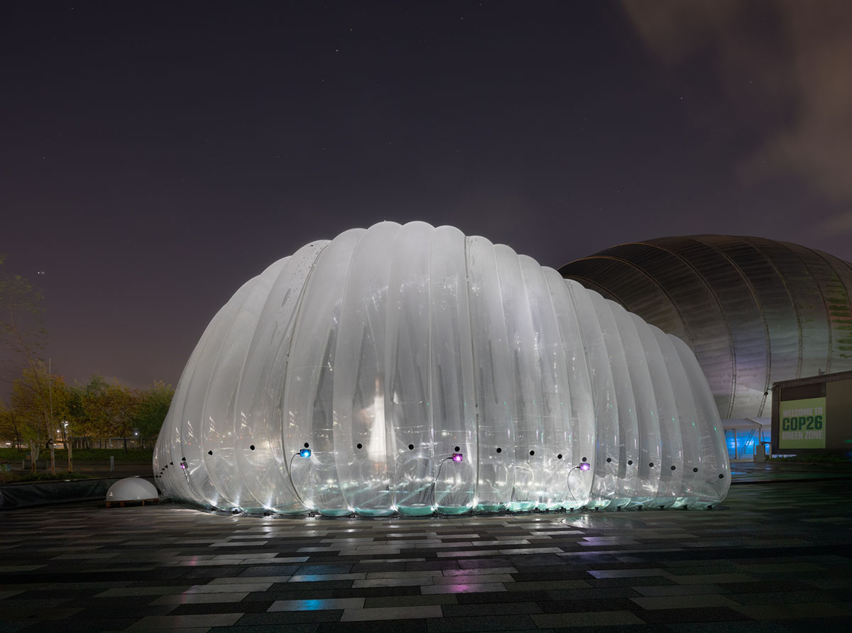 ecoLogicStudio installs air bubble air-purifying eco-machine at COP26 in Glasgow