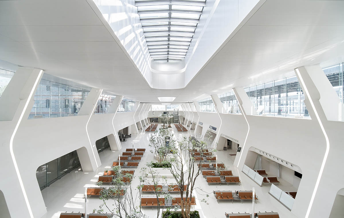 MAD completes Train Station In The Forest with a floating metal roof in Jiaxing