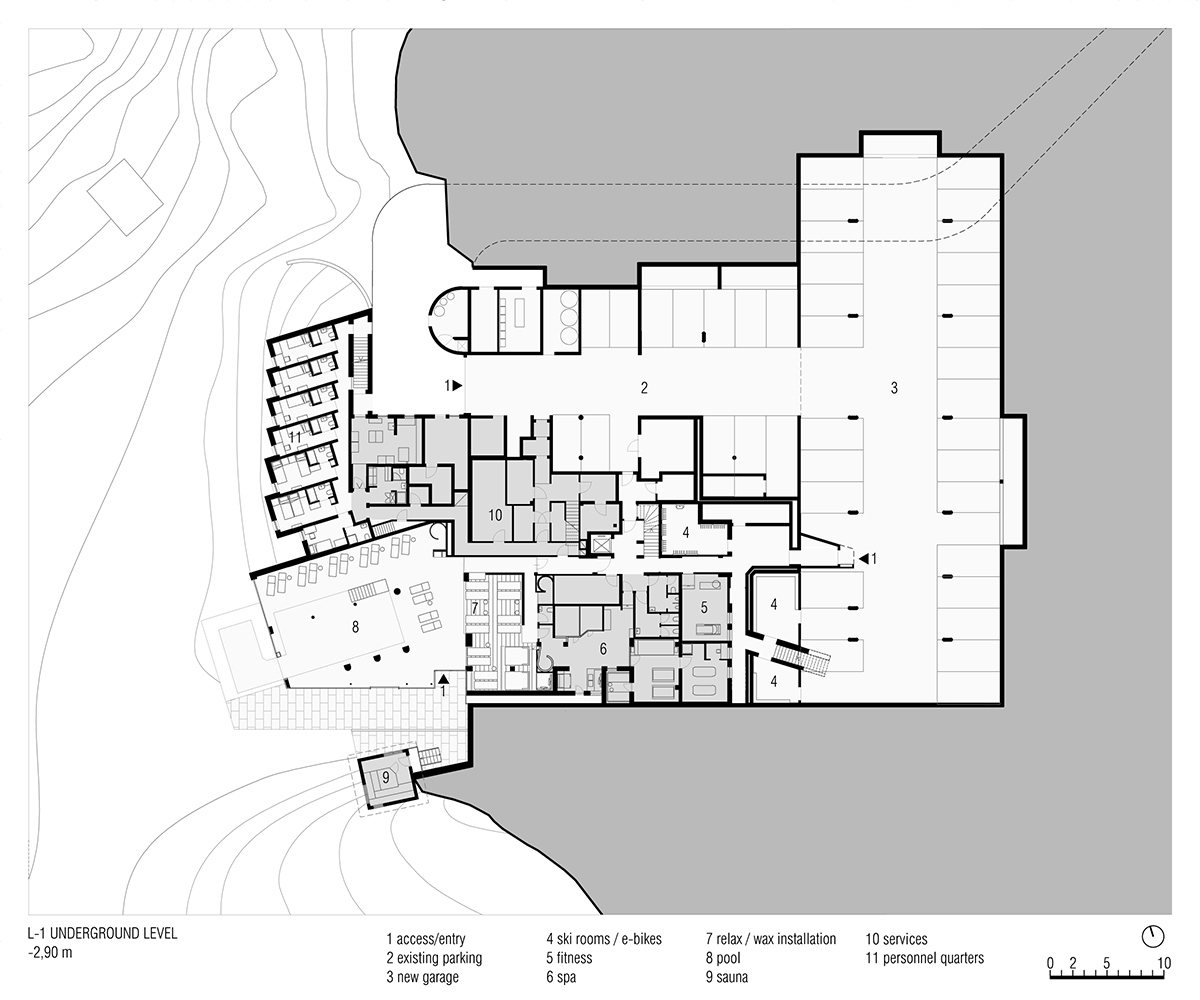 Icaro Hotel featuring wooden colonnade frames embraces alpine heritage landscape in Italy 
