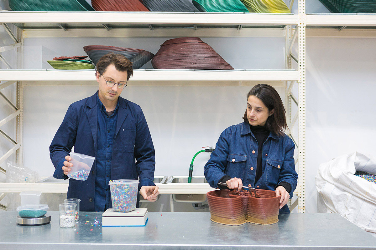 The New Raw designed this 3D printed street furniture from household plastic waste