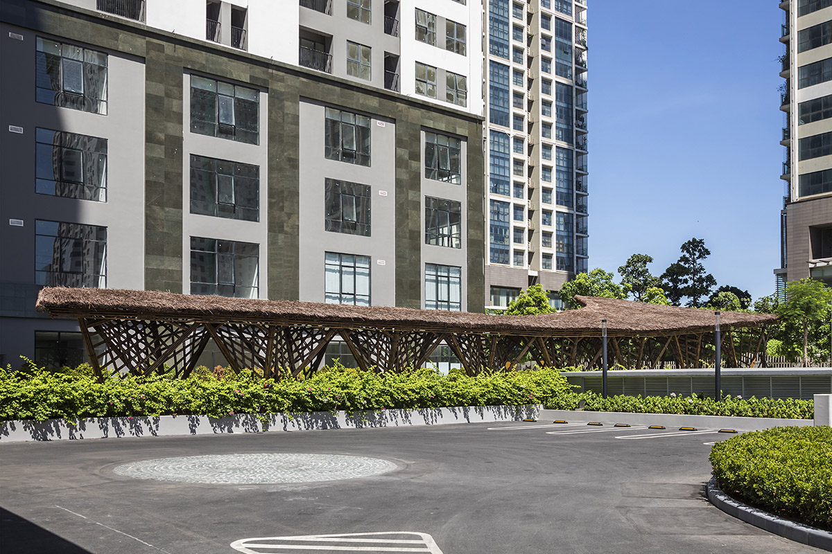 VTN Architects' Vinata Bamboo Pavilion creates a natural pathway in a garden of high-rise buildings