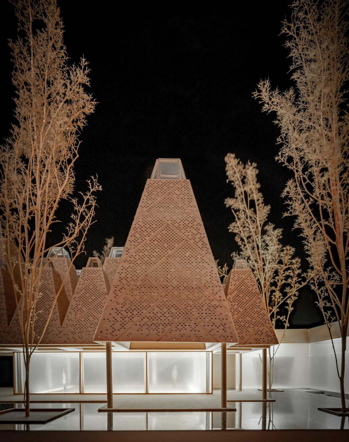 goa translates forms of the metasequoia trees into pyramidal canopies for restaurant in Suzhou