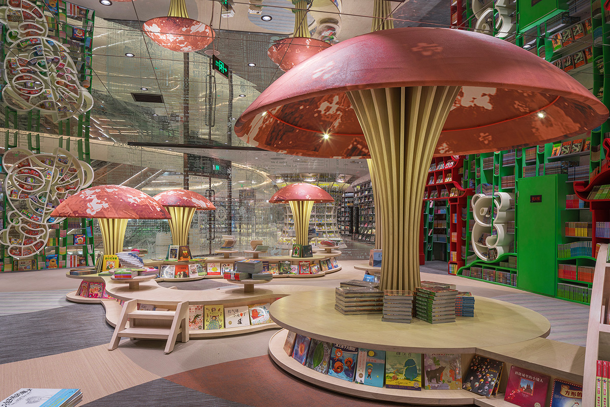X+Living creates undulating walls and colourful interior for Chengdu Zhongshuge bookstore in China