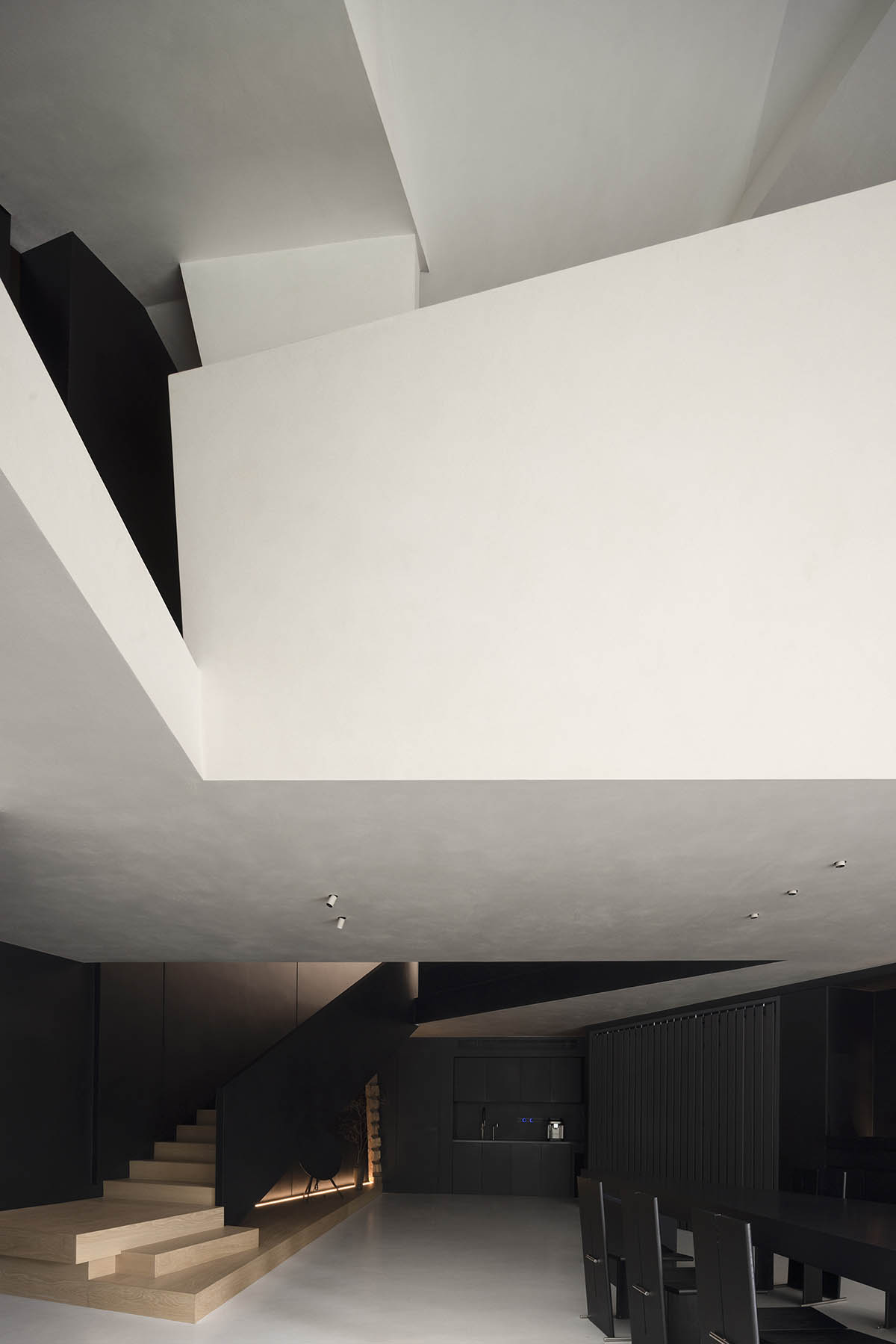 Product showroom features slanted walls creating a harmonious sense of balance in China